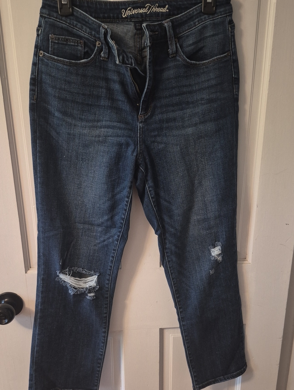 Universal Thread Women's Dark Blue Distressed Jeans